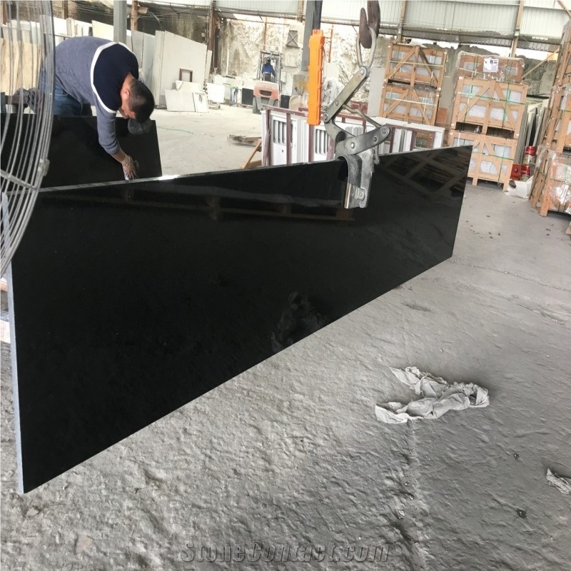 Black Galaxy Granite Slab Tiles for Countertops Pavers
