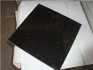 India Black Galaxy Granite Tiles Slab for Countertops