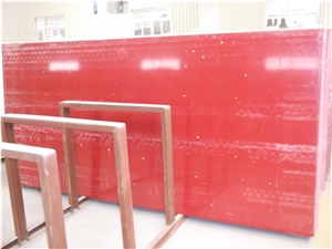 Red Quartz Artificial Stone Slab Tiles for Countertops