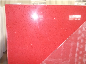 Red Quartz Artificial Stone Slab Tiles for Countertops