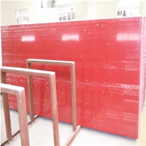 Red Quartz Artificial Stone Slab Tiles for Countertops