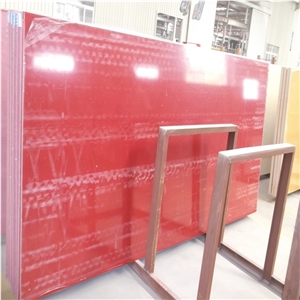 Red Quartz Artificial Stone Slab Tiles for Countertops