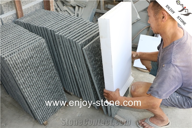 Mongolia Black Half-Planed Basalt Floor Cover Tile