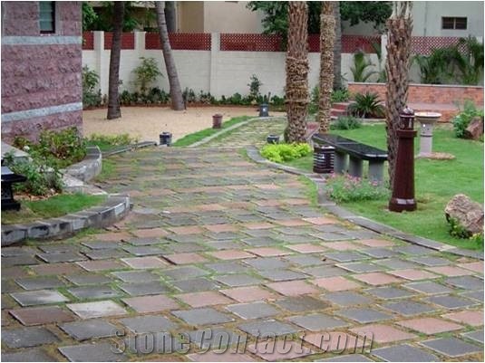 Sparkle Grey Granite Landscaping Stones, Cobble Stone