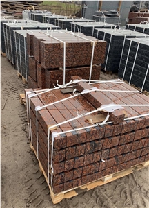 Red Granite Kerbstone, Rosso Santiago Granite Curbs