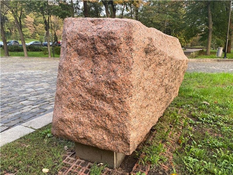 Rosso Toledo Red Granite Block Boulder Gravestone