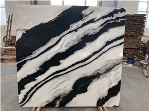 Panda White Marble Exotic Chinese Black Tile Slab