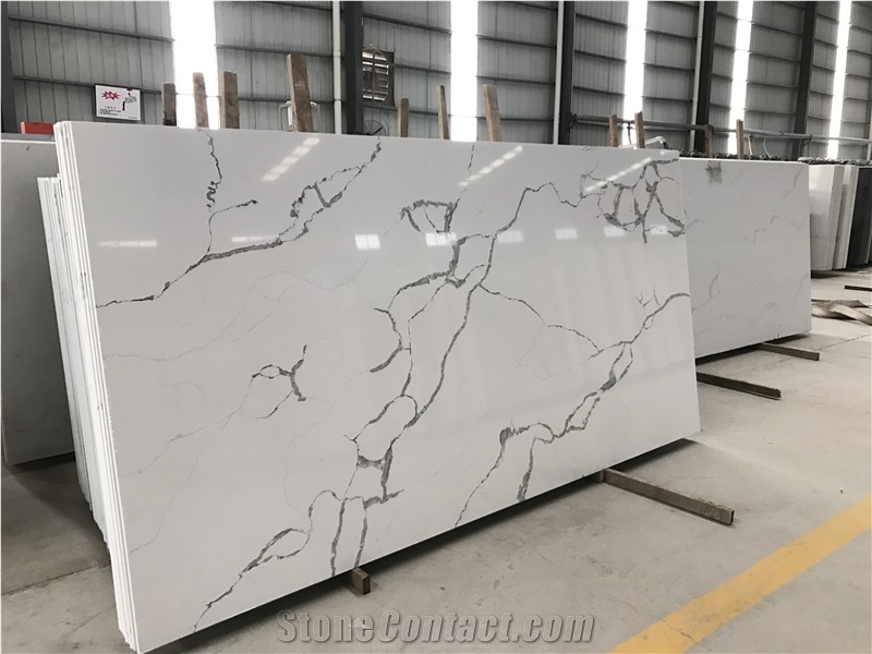 Hot Sell Popular Calacatta White Quartz Slabs,Silestone,Tile