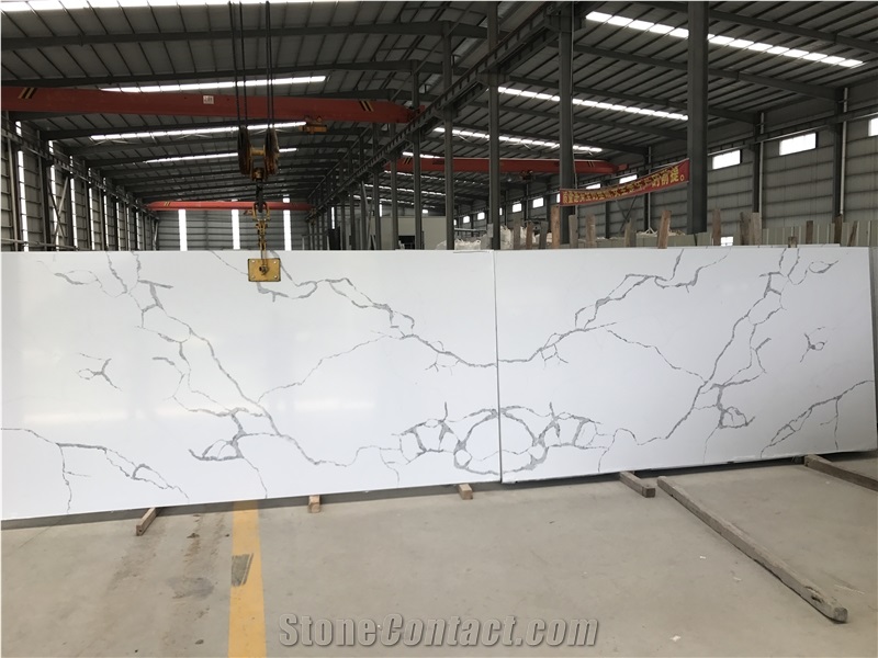 Hot Sell Popular Calacatta White Quartz Slabs,Silestone,Tile