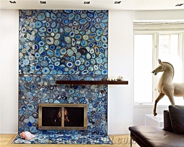 Blue Agate Tile for Kitchen Countertop Bar Table