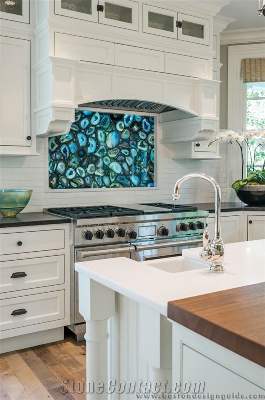 Blue Agate Tile for Kitchen Countertop Bar Table