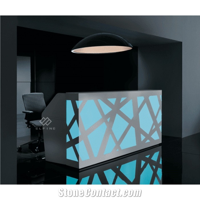 Clinic White Modern Artificial Marble Stone Reception Desk