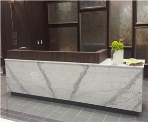 Curved 5 Star Artificial Marble Hotel Reception Counter