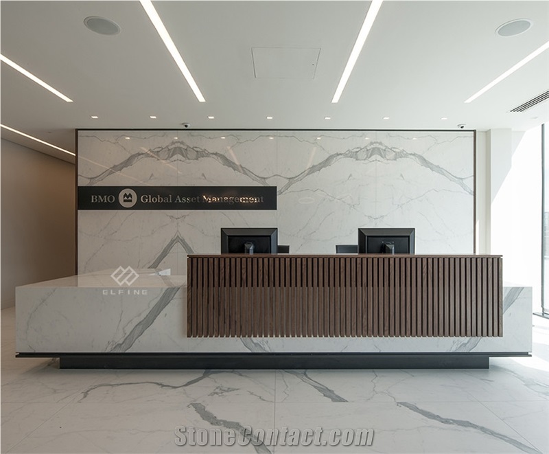 Curved 5 Star Artificial Marble Hotel Reception Counter