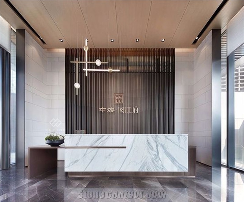 Curved 5 Star Artificial Marble Hotel Reception Counter