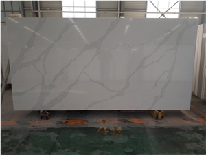 Calacatta White Quartz with Pure White Background