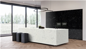 Super White Statuario Marble Quartz Slab / Tile