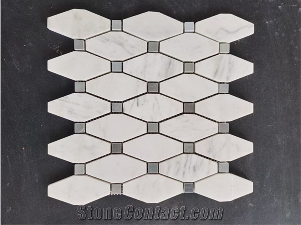 White Marble Kitchen Lantern Mosaic;Bathroom Tile;Backsplash
