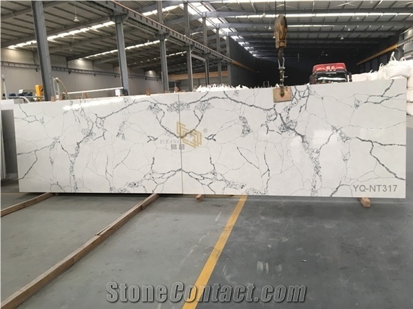 Custom Calacatta White Quartz Commercial Countertops For Sale NT317