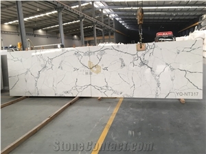 Custom Calacatta White Quartz Commercial Countertops For Sale NT317