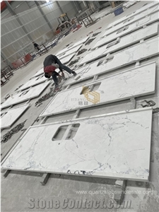 Custom Calacatta White Quartz Commercial Countertops For Sale NT317