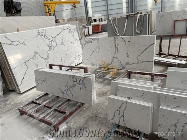 Custom Calacatta White Quartz Commercial Countertops For Sale NT317