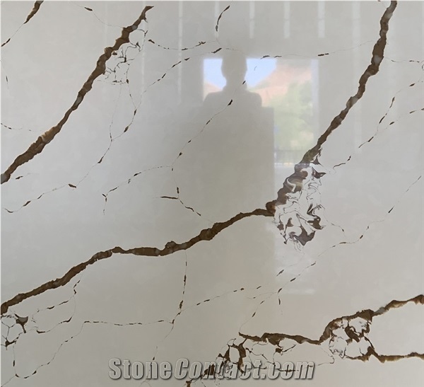 Elegant Calacatta Gold Quartz Slab for Bathroom Vanity Top