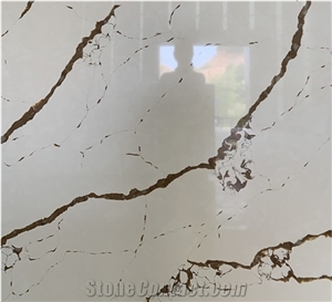 Elegant Calacatta Gold Quartz Slab for Bathroom Vanity Top