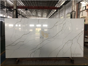 White Grey Veined Quartz Slabs for Bathroom Vanity Top