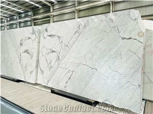 Quality Italy White Marble Calacatta Carrara Stone Slab Tile