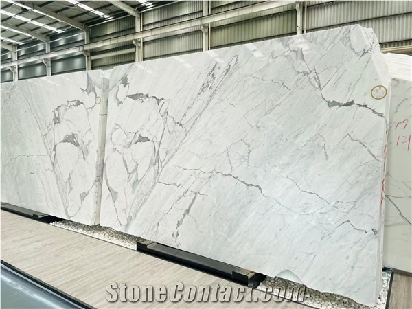 White Marble Calacatta Carrara Stone Polished Slab Wall Tile