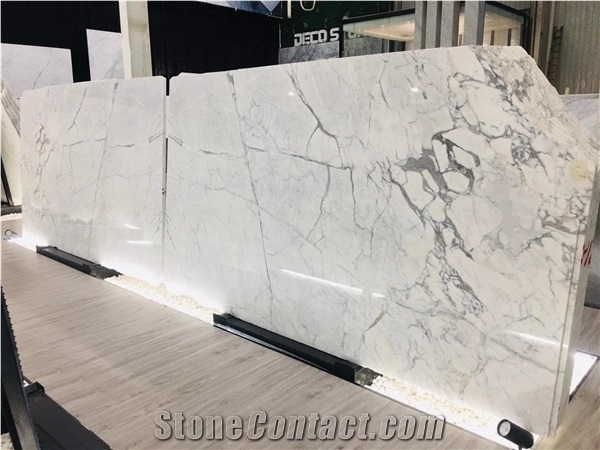 White Marble Calacatta Carrara Stone Polished Stone Slabs