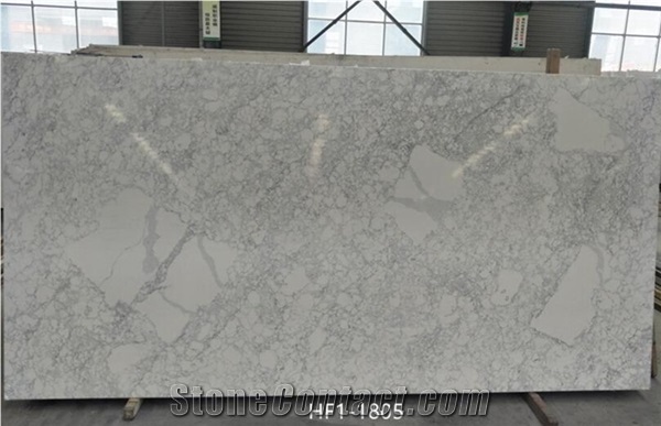 White Quartz Slabs With Marble Look Calacatta Carrara