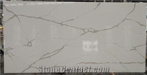 White Stone Quartz Calacatta Carrara Floor Wall Kitchen Slab