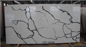 White Stone Quartz Calacatta Carrara Wall Covering Slabs