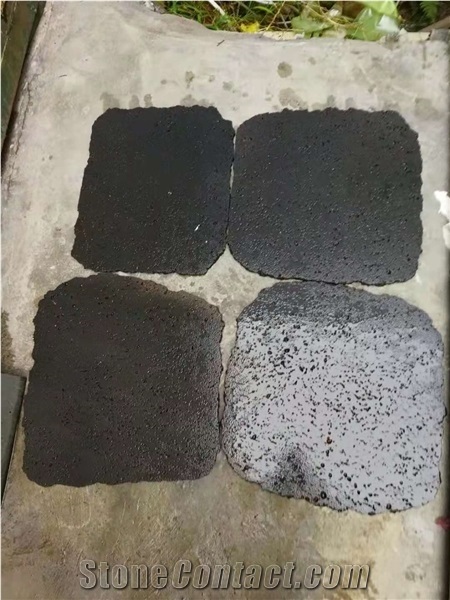 Black Handmade Lava Stone Irregular Crazy Paver