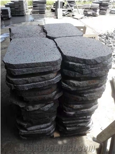 Black Lava Stone Crazy Paver Outside Park Decoration Pattern