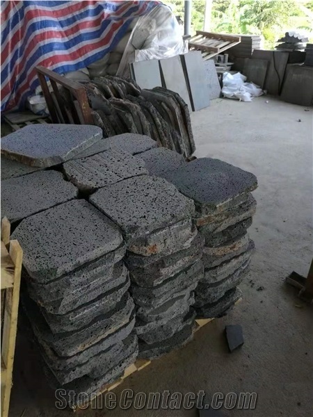 Black Lava Stone Crazy Paver Outside Park Decoration Pattern
