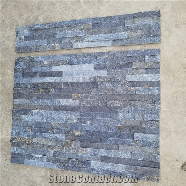 Blue Quartzite Natural Stacked Stone Garden Retaining Wall