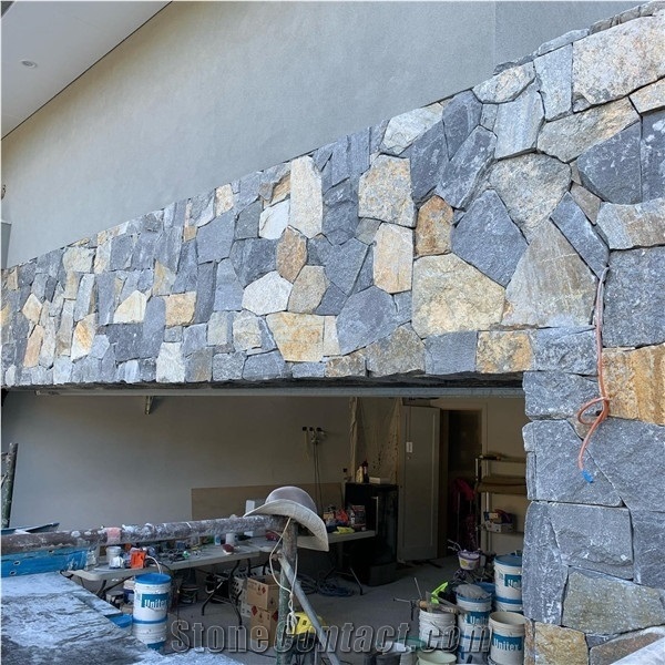Blue Slate Irregular Patio External Wall Covering