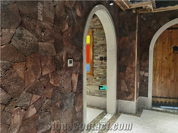 Red Limestone Exterior Clading Wall,Garden Decor