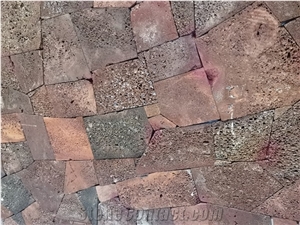 Red Limestone Pavilion Inner Dry Wall,Crazy Paver