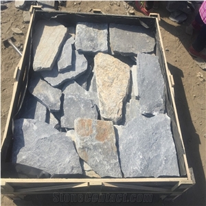 Sapphire Bule Slate Crazy Paver Outdoor Wall Pattern