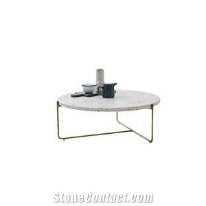 European Modern Terrazzo Oval Stone Top Coffee Table