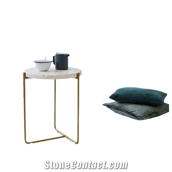 European Modern Terrazzo Oval Stone Top Coffee Table