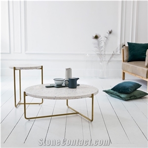 European Modern Terrazzo Oval Stone Top Coffee Table