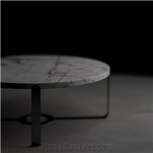 Mordern Round White Marble Coffee Table Set