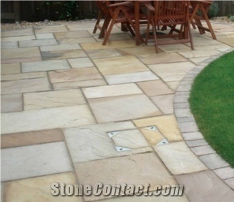 Mint Fossils Sandstone Paving Tiles, Cobbles, Fossil Mint Sandstone Pavers