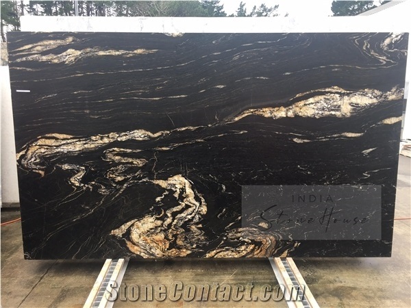 Titanium Gold Granite Slabs, Golden Color Granite