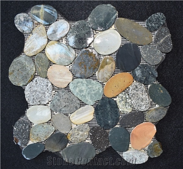 Sliced Pebble Stone Mosaic Tiles